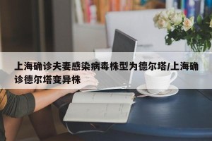 上海确诊夫妻感染病毒株型为德尔塔/上海确诊德尔塔变异株
